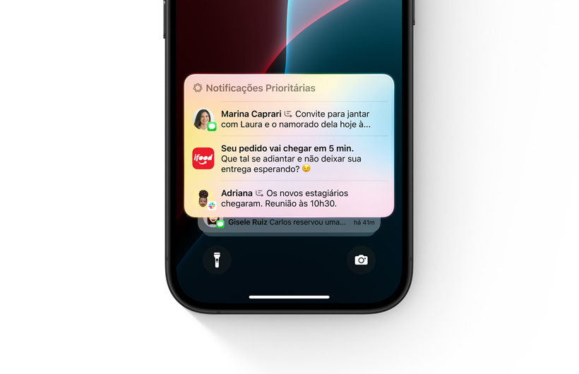 Na lista de notifica??es no iPhone, as mais importantes ficam em destaque e no início.
