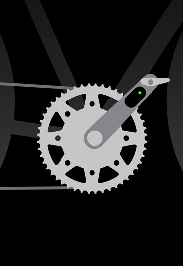 O pedal de uma bicicleta representa a conex?o com sensores, indicando que alguém emparelhou o Apple Watch Ultra 2 com a bicicleta.