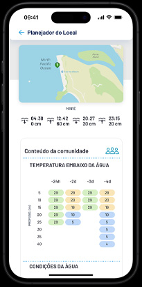 Condi??es locais de mergulho com os comentários da comunidade como parte do planejamento de localiza??o.