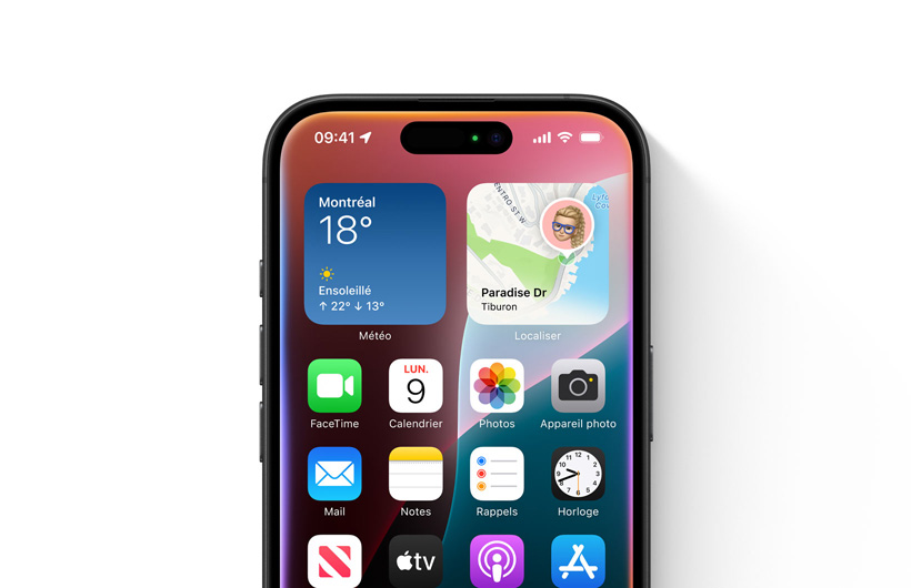 Une lueur multicolore à peine visible illumine le pourtour de l’écran d’accueil d’un iPhone