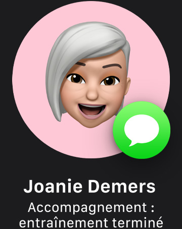 Memoji avec l’ic?ne de Message indiquant un accompagnement