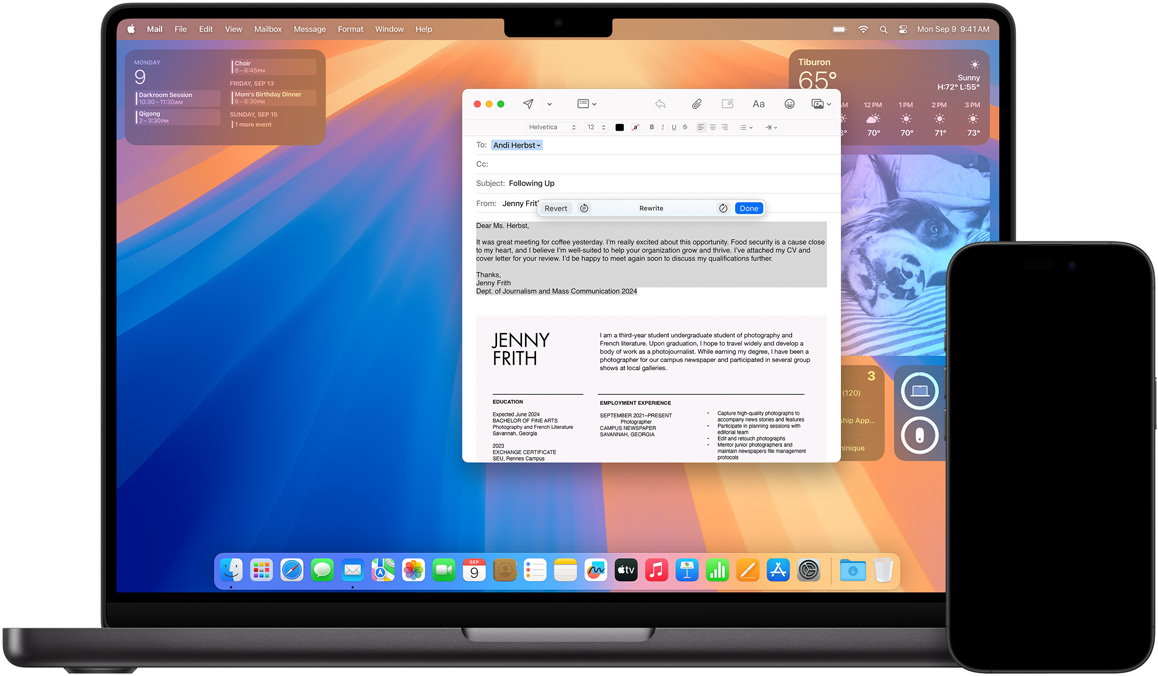 iPhone a Mac se zobrazenymi nástroji na psaní
