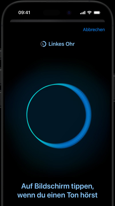 iPhone zeigt einen laufenden H?rtest