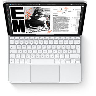 Draufsicht auf das iPad Pro mit Magic Keyboard für iPad Pro in Wei?.