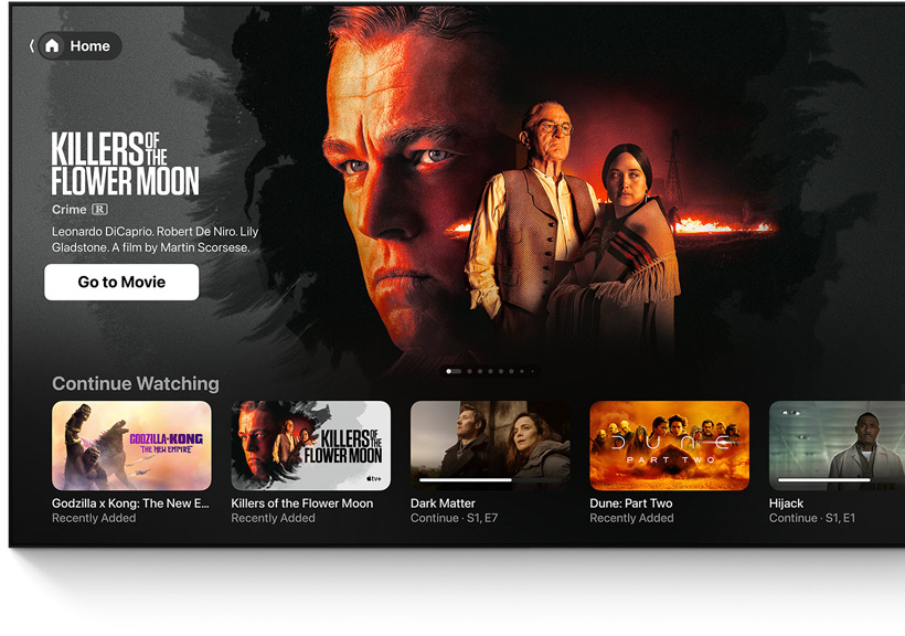 Et fladsk?rms-TV, der viser hjemmesk?rmen i Apple TV?appen
