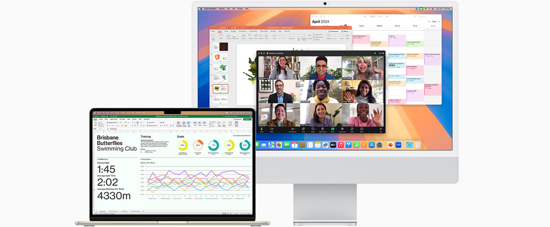 Zwei farbige Displays mit mehreren ge?ffneten Apps.