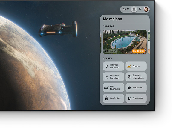 L’interface du Centre de contr?le de l’Apple TV 4K sur un téléviseur à écran plat