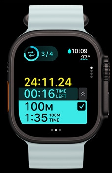 ?να Apple Watch Ultra 2 που δε?χνει ?να χρονομετρημ?νο δι?στημα ?σκηση? ω? μ?ρο? των Προσαρμοσμ?νων Προπον?σεων.