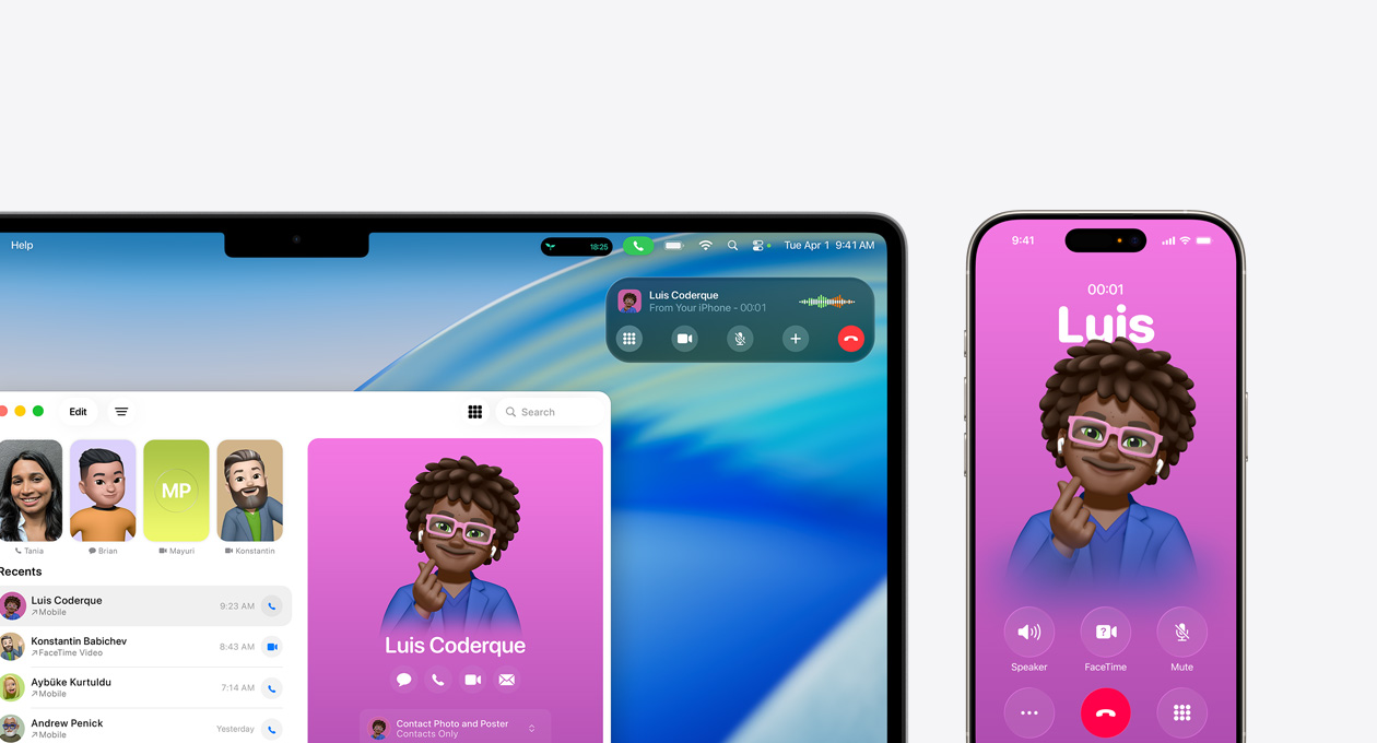 Mac 裝置，螢?zāi)伙@示全新的電話 app 