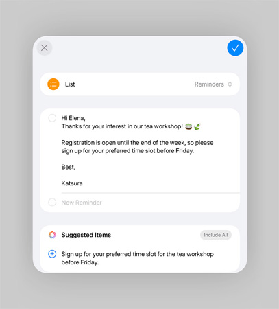 提醒事項 app 的列表，列出智能提醒事項和建議任務(wù)