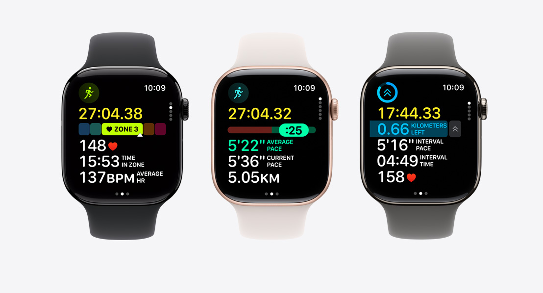 Fitneszképerny?k az Apple Watch Series 11-en: Pulzuszónák, Tempómér?, egyéni edzés intervallumokkal