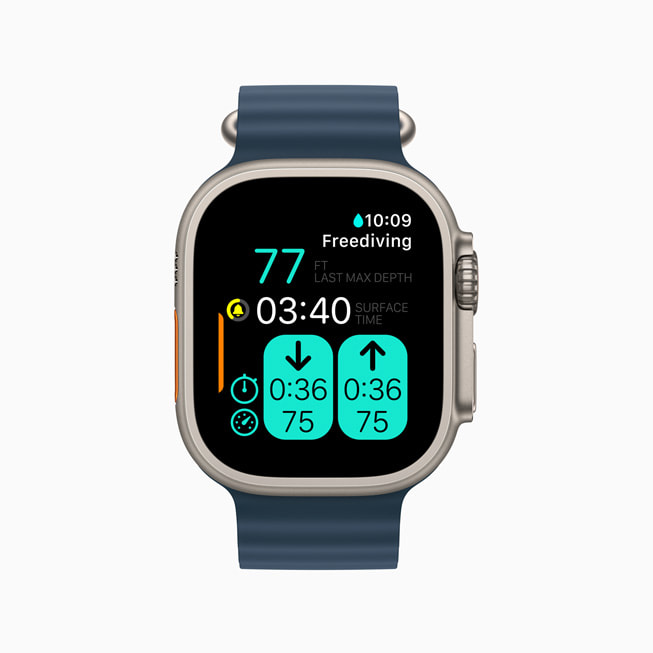 Apple Watch Ultra’da bir kullan?c?n?n serbest dal?? istatistikleri g?steriliyor.