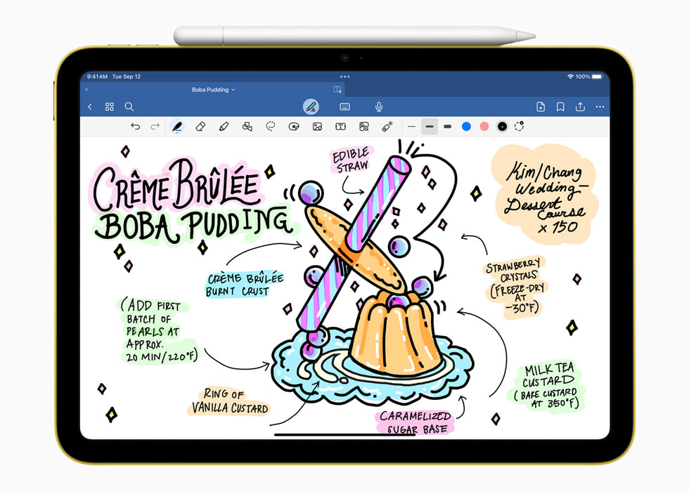 iPad’de bir kullan?c?n?n Goodnotes 6 uygulamas?nda Apple Pencil ile yapt??? bir ?izim g?steriliyor.