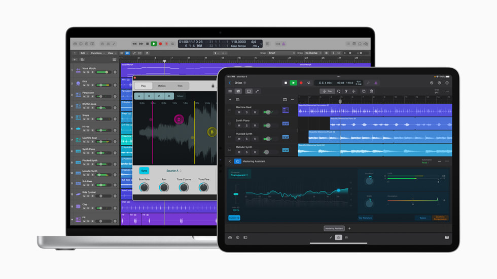 Mac ve iPad’de güncellenen Logic Pro deneyimi g?steriliyor.