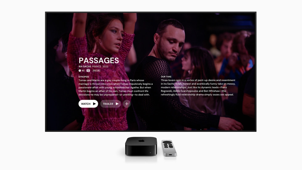 Apple TV’ye ba?l? bir televizyonda MUBI uygulamas? g?steriliyor.