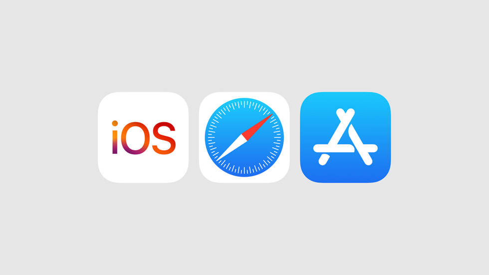 iOS, Safari ve App Store simgeleri.
