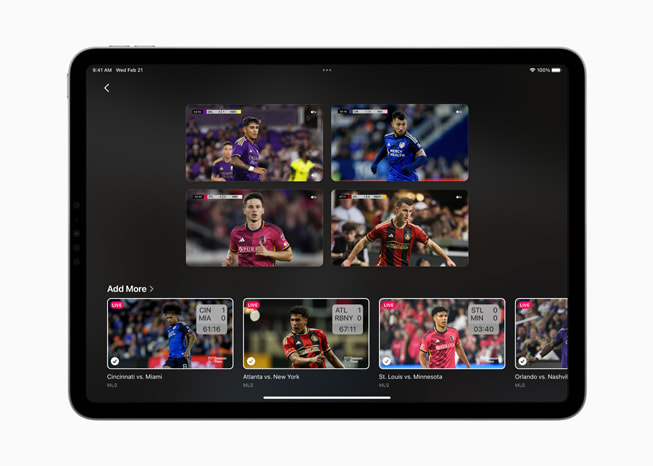 11 in? iPad Pro’daki MLS Season Pass’te ayn? anda d?rt ma? g?steriliyor.