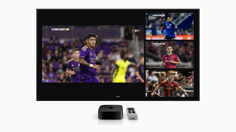 Apple TV 4K’daki MLS Season Pass ile birden fazla canl? ma? yay?n? g?steriliyor.
