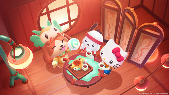 Mac ekran?nda Hello Kitty Island Adventure oyunundan Luck & Lanterns Celebration g?rüntüsü.