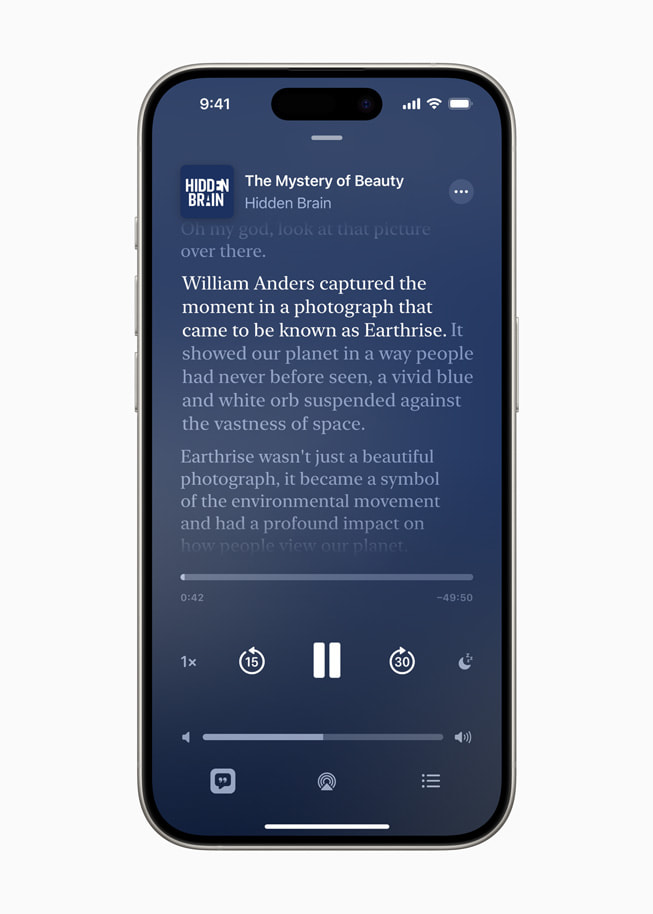 ???? ???? ????? ?????? ????? ?????? "The Mystery of Beauty" ?? ??????? "Hidden Brain" ?????? ?? Apple?Podcasts ??? iPhone?15?Pro.