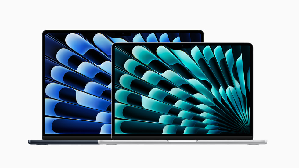 ?ki yeni MacBook Air ayg?t?nda renkli grafikler g?steriliyor.