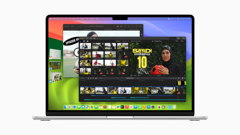 Yeni MacBook Air’de Final Cut Pro, Sahne Y?neticisi ve Pixelmator g?steriliyor.