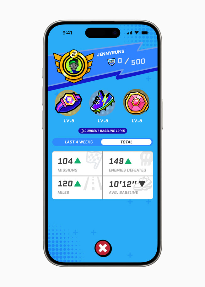 iPhone 15 Proに表示された「Run Legends」のホーム畫面。
