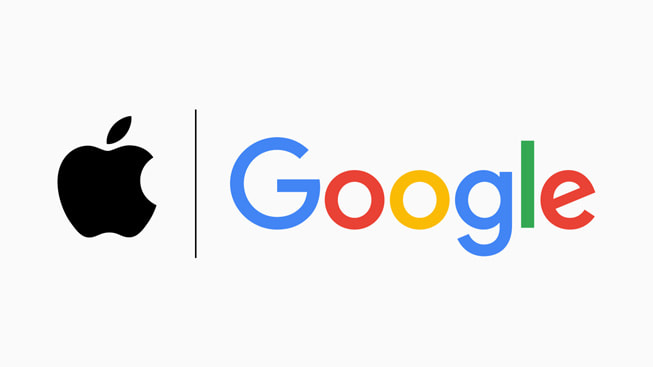 Apple ve Google’? temsil eden logolar.