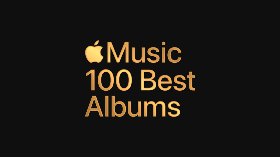Apple Music logosunu ve “100 Best Albums” yaz?s?n? i?eren bir grafik.