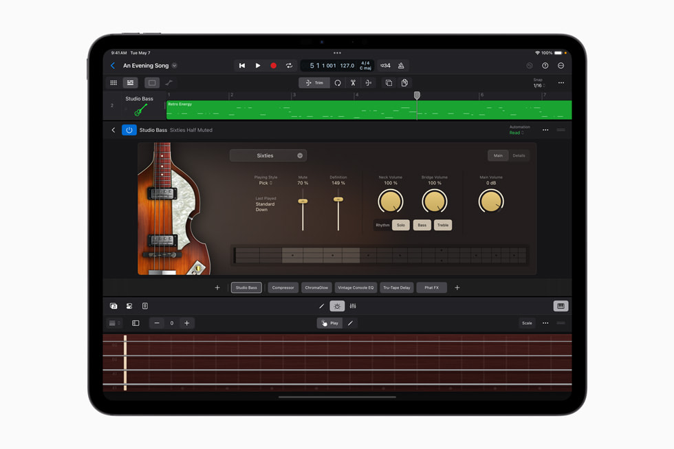iPad Pro ekran?nda iPad i?in Logic Pro 2’deki Session Players g?steriliyor.