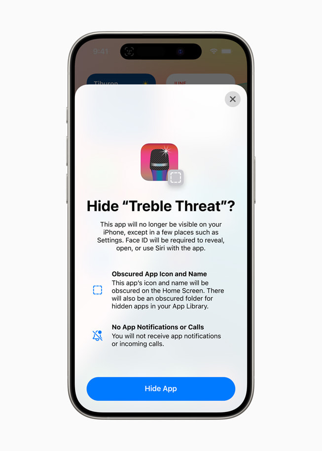iPhone 15 Pro’da bir uygulamay? gizleme menüsü g?steriliyor.