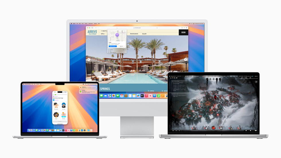 MacBook Pro’da iPhone Mirroring ?zelli?i; Mac’teki Safari uygulamas?nda Highlights ?zelli?i ve ba?ka bir MacBook Pro’da daha etkileyici bir oyun deneyimi g?steriliyor.