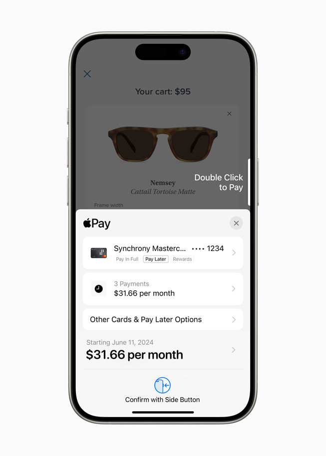 iPhone 15 Pro’da Apple Pay’deki yeni ?dül puanlar? ?zelli?i g?steriliyor.