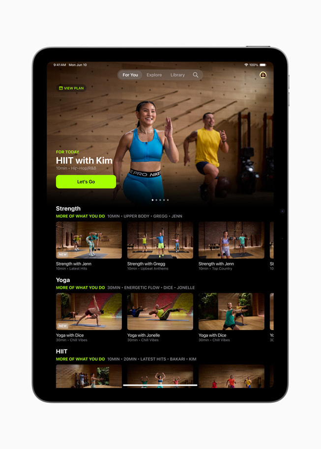 iPad Pro’da yeniden tasarlanan Apple Fitness+ deneyimi g?steriliyor.