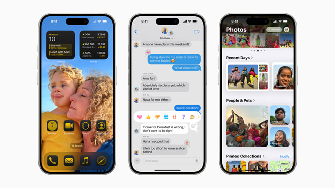 iOS 18; iPhone’u ?zelle?tirmenin yeni yollar?, Mesajlar’da ba?lant?da kalmay? sa?layan ek se?enekler, Foto?raflar uygulamas?nda ?imdiye kadar yap?lan en büyük tasar?m yenili?i ve ?ok daha fazlas?yla geliyor.