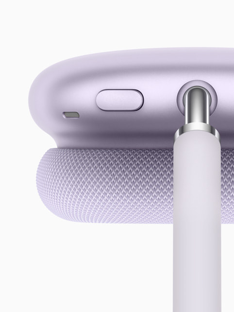 Mor AirPods Max’in yak?ndan g?rünümü.