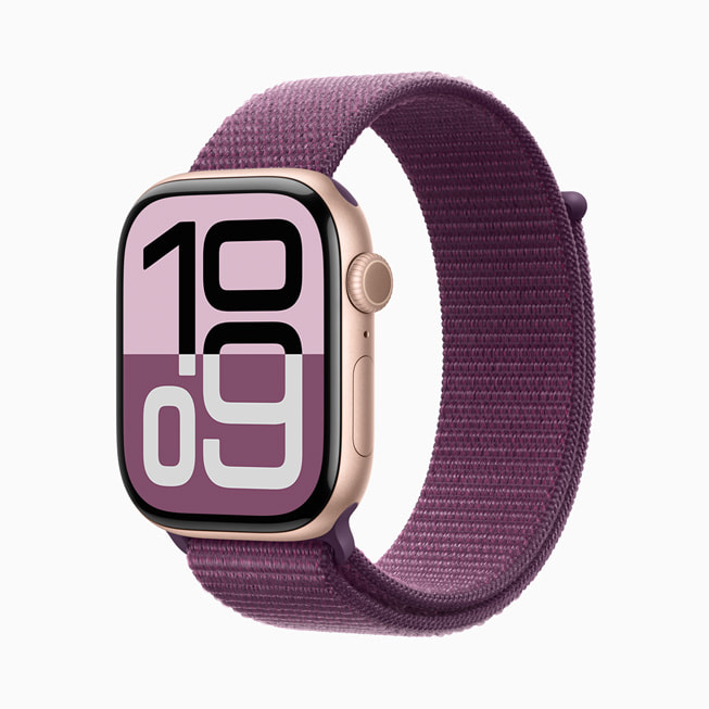 Apple Watch Series 10 aluminium warna rose gold.