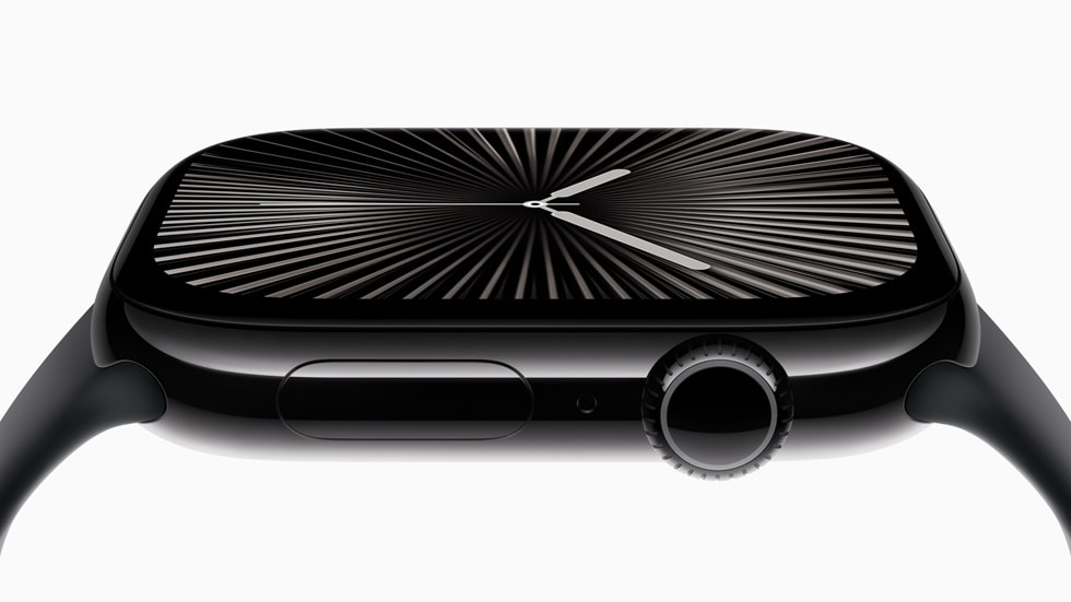 Tampilan jarak dekat profil samping Apple Watch Series 10.