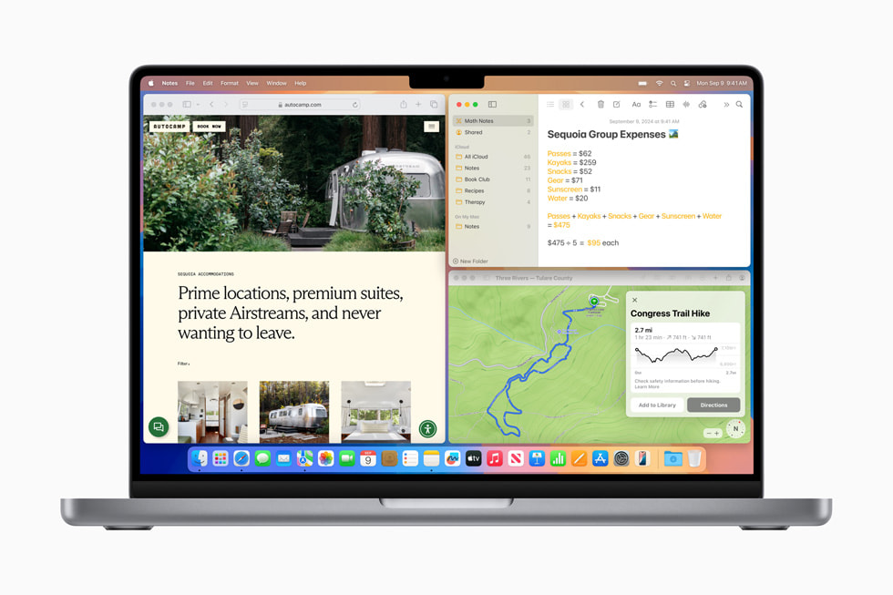 MacBook Pro’da uygulama pencerelerini g?steren ü? kutucuk.