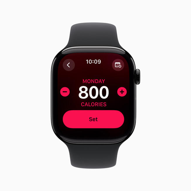 Apple Watch Series 10’da bir kullan?c?n?n ?zel Aktivite halkas? hedefleri g?steriliyor.