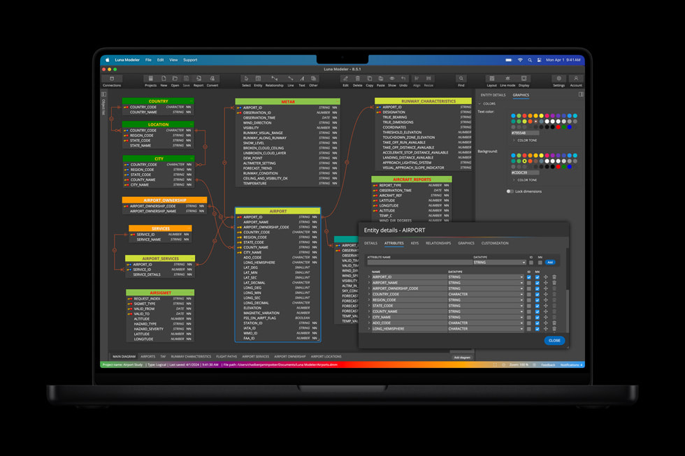 Bir kullan?c? yeni MacBook Pro’da Luna Modeler ile ?al???yor.