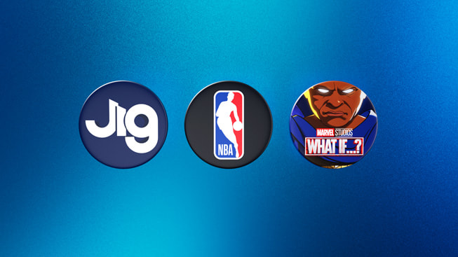 2024 Y?l?n Apple Vision Pro Uygulamas? finalistlerini temsil eden simgeler: JigSpace, NBA ve What If...? An Immersive Story.