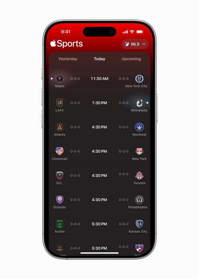 The Apple Sports app on iPhone 16 Pro.