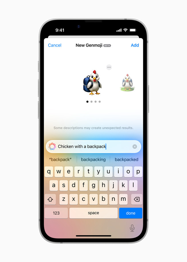 Pembuatan Genmoji pada iPhone 16e.