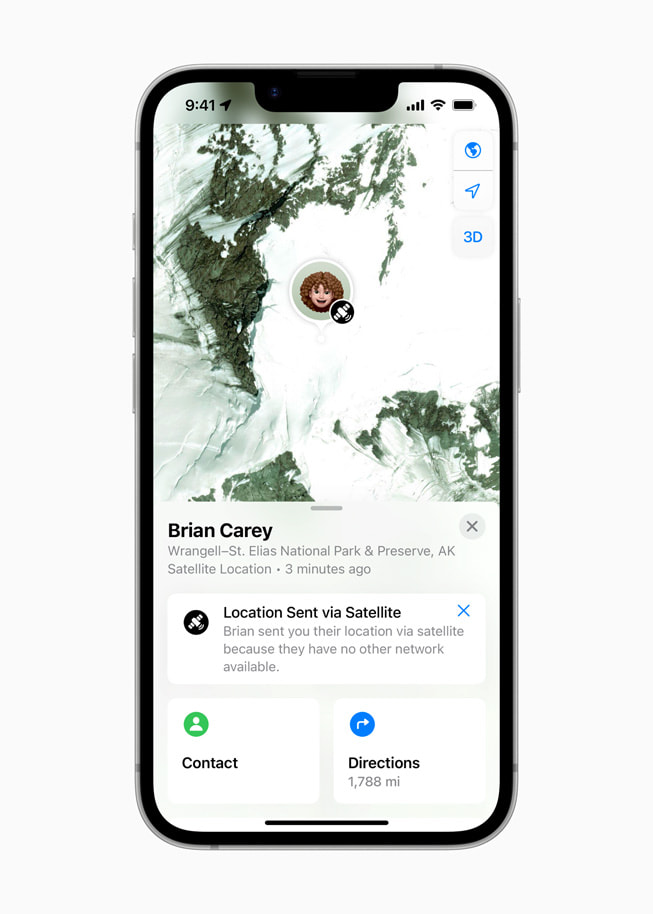 Aplikasi Lacak via satelit yang ditampilkan pada iPhone 16e.