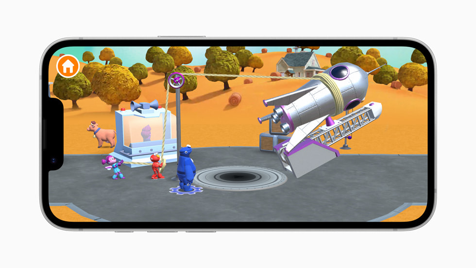 Un fotogramma del gioco Sesame Street Mecha Builders+ di StoryToys. Mostrato su iPhone 16 Pro.