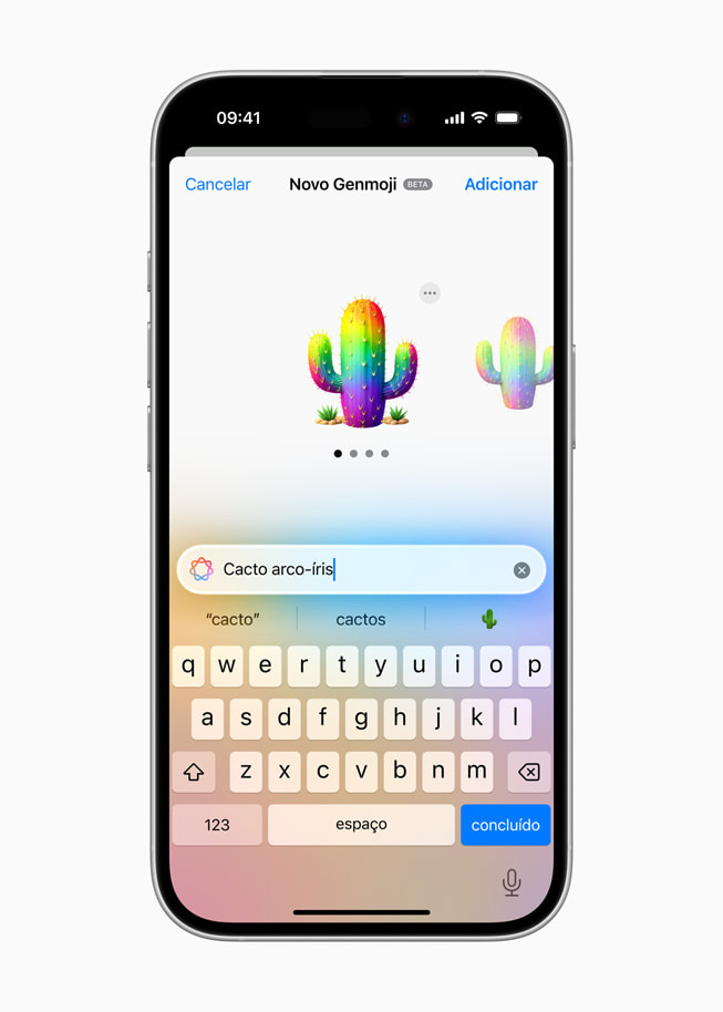 Cria??o de Genmoji no iPhone 16.