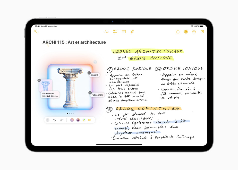 Baguette graphique affichée sur un iPad?Pro 11?pouces.