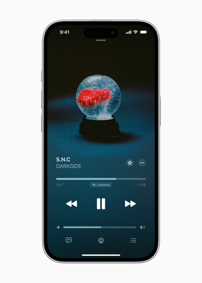 A music album recorded using Lossless Audio with ultra-low latency, displayed in Apple Music on iPhone 16 Pro.