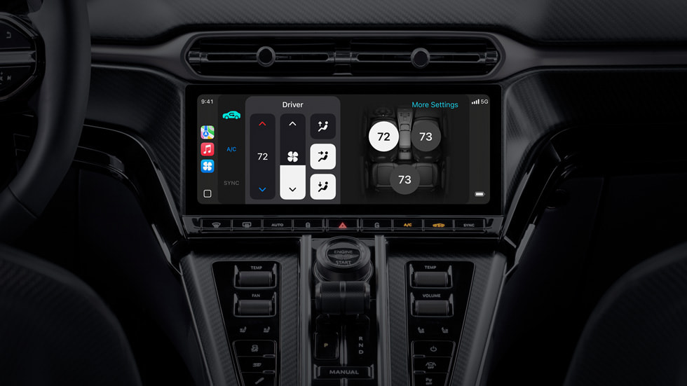 A CarPlay Ultra climate screen is shown in an Aston Martin.